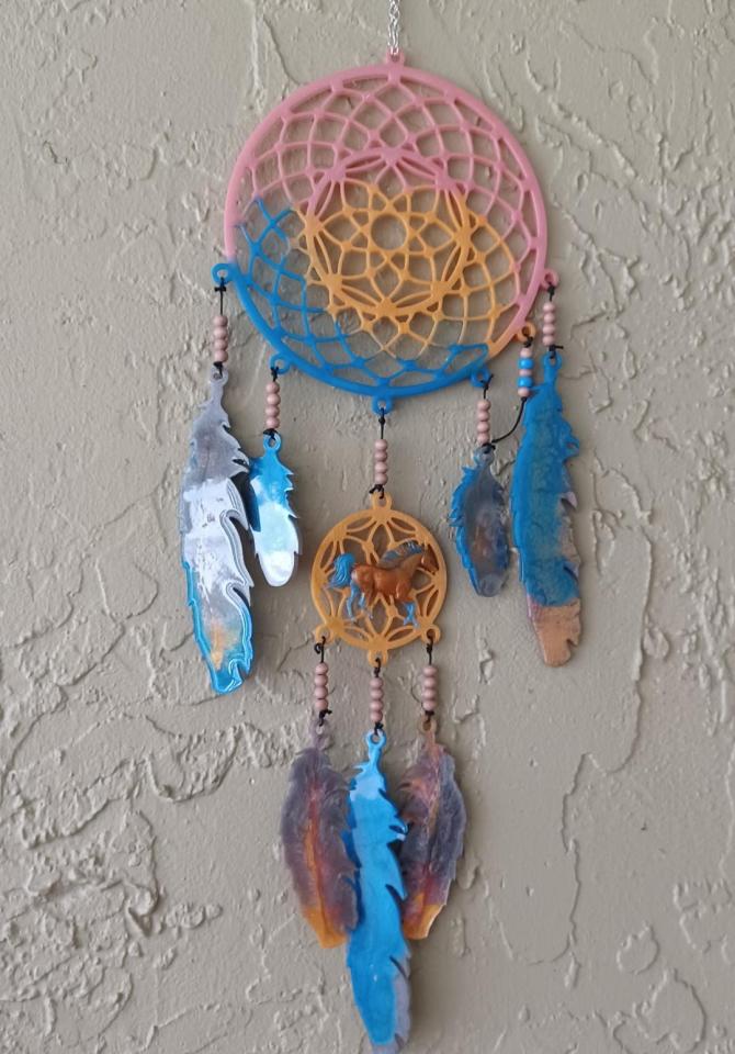 Beautiful HorseThemed Large Resin Dream Catcher II NightFire